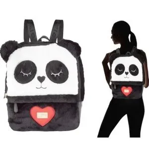 BETSEY JOHNSON Backpack - Fun Furry Panda Betsey Johnson Panda Hoodie Backpack Hooded Bear Bag Faux  main image 2